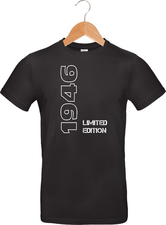 Limited Edition 1946 - T-shirt - 100% katoen - leeftijd - geboortejaar - verjaardag en feest - cadeau - kado - unisex - zwart - maat 3XL