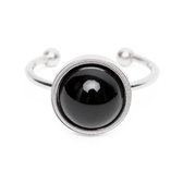 Ring Zentana Onyx - Ajustable - Ouverte en Acier Inoxydable - Bague en Ring Précieuses