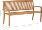 vidaXL - Tuinbank - stapelbaar - met - kussen - 159 - cm - massief - teakhout