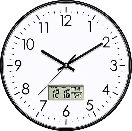 Horloge murale numérique avec date, mois, jour de la semaine et  température, horloge à... | bol