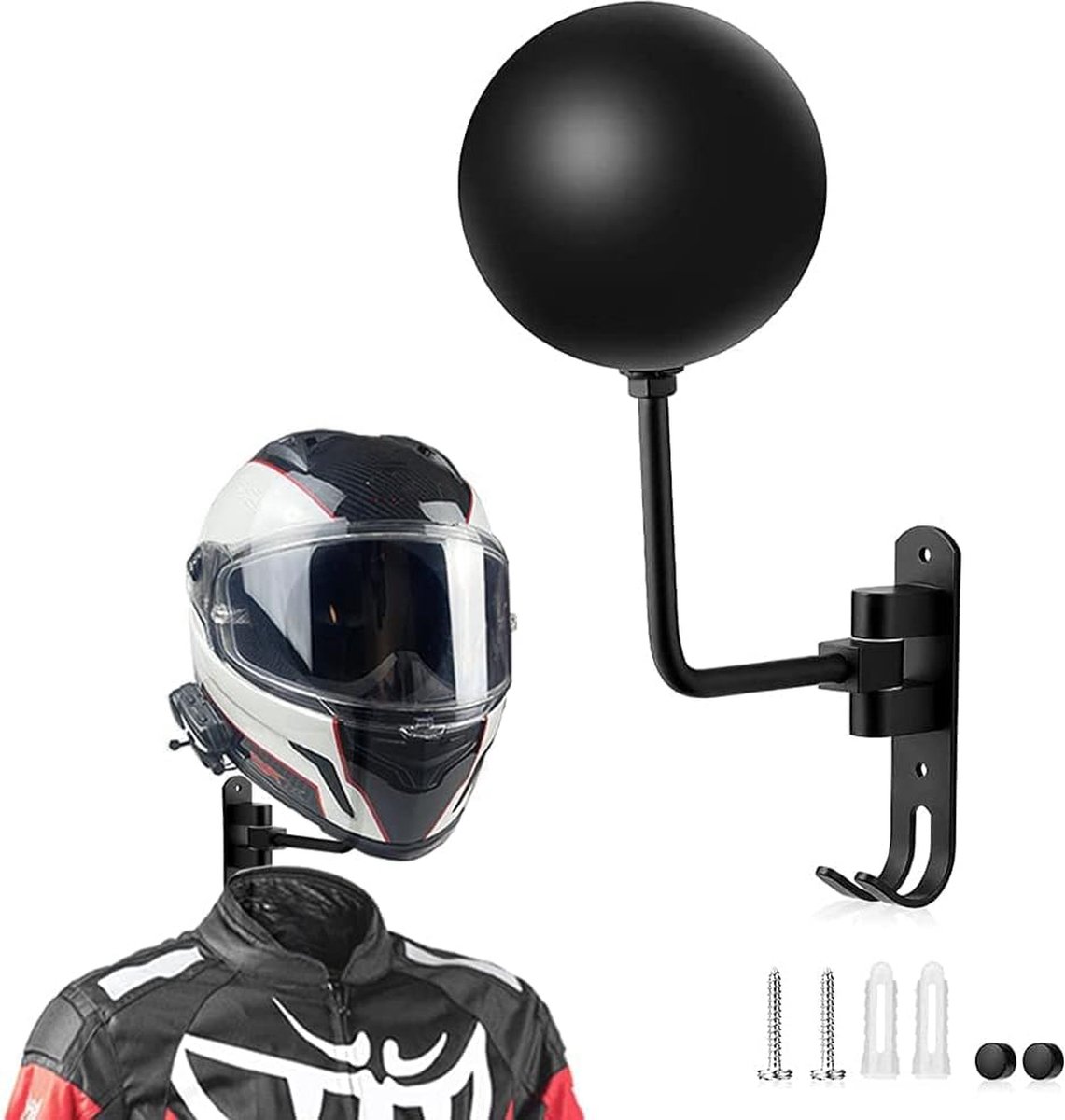 porte-casque moto tête de mort - système de suspension mural pour porte- casque 