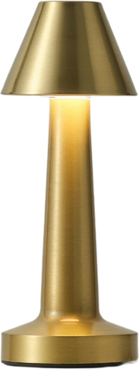 Trendup Stijlvol LED Tafellamp met Trendy Ontwerp – Bureau Lamp LED Zonder Kabel – Dimbare Lamp voor Sfeerverlichting – Watervast Ontwerp met Wit Warm Licht – 24 cm - Goud