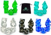 Crystal Collection Package | Dobbelstenen Sets | Vera's Arts & Dice | 5 Dice Sets | D&D en RPGs | Plus Dice Bag