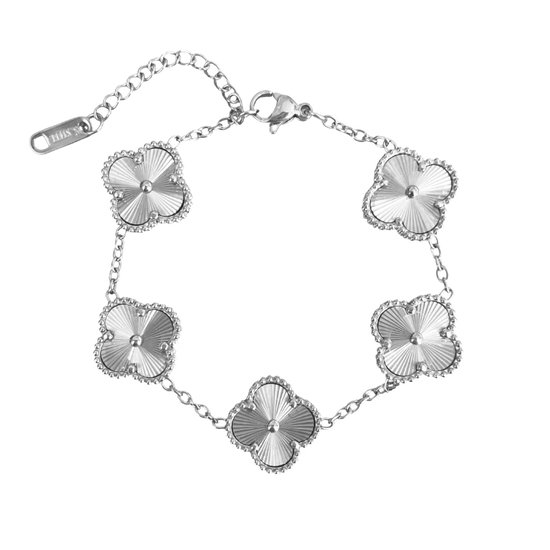 Bracelet Clover - Couleur argent | 17 + 5cm | Acier inoxydable | Mode Favorite