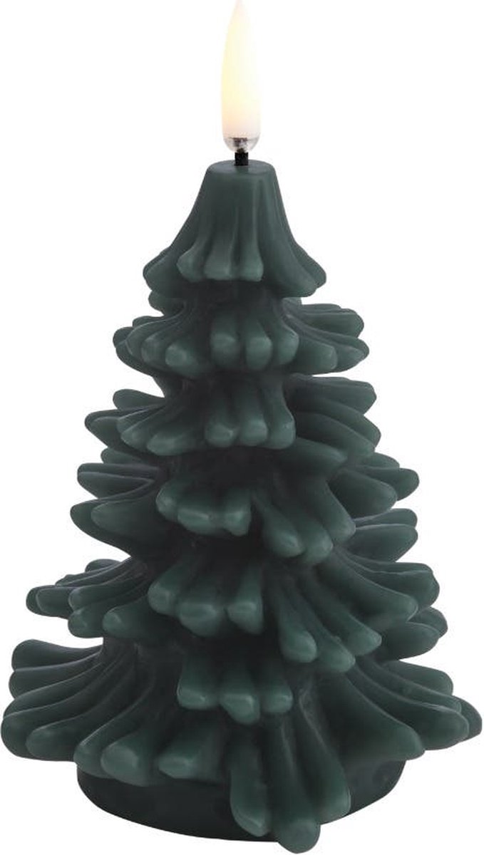 Uyuni LED Kerstboom-Kaars Pine green - Smooth 9x12cm