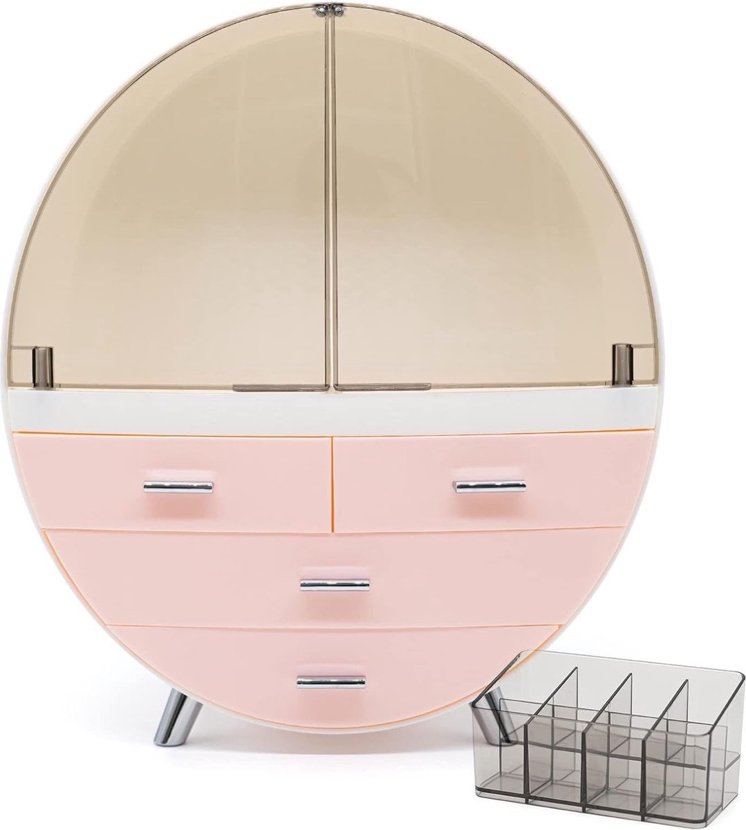 Goedkoopste 34 x 39 cm Make-up Organizer Grote capaciteit Water- en stofdicht Cosmetische vitrines Bureau Schoonheid Opberglade Lippenstift Huidverzorgingsrek (L, Roze