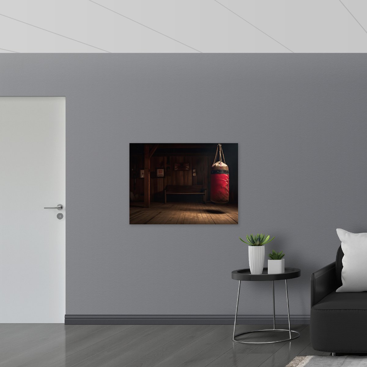 Poster Glanzend – Kamer - Bokszak - Palen - Sporten - Hout - 100x75 cm Foto op Posterpapie