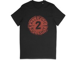 T Shirt Dames Heren - Grappige Grunge Print Opdruk Allergic 2 Bullshit - Zwart / Rood - XL