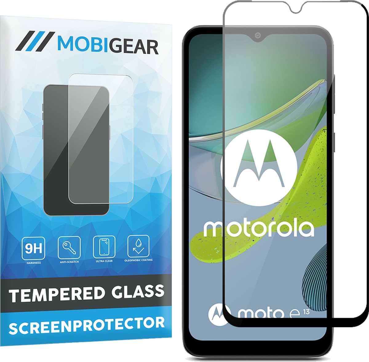 Mobigear Screenprotector geschikt voor Motorola Moto E13 Glazen | Mobigear Premium Screenprotector - Case Friendly - Zwart