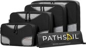 Pathsail® Cubes d'emballage Set 5 pièces - Rangement pour sièges-auto de bagages - Ensemble organisateur de valise - Sac à linge inclus - Zwart
