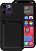 Smartphonica iPhone 14 Pro siliconen hoesje met pashouder - Zwart / Back Cover geschikt voor Apple iPhone 14 Pro