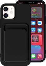 Smartphonica iPhone 12 Mini siliconen hoesje met pashouder - Zwart / Back Cover geschikt voor Apple iPhone 12 Mini