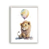 Affiches animaux, Lion avec un ballon