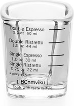 Espresso shotglas met schaalverdeling, mini-maatbeker 60 ml borrelglaasjes zwaar robuust vaatwasmachinebestendig shot glas voor vloeistoffen / droge stoffen (1)