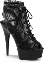 EU 35 = US 5 | DELIGHT-696LC | 6 Heel, 1 3/4 PF Lace Up Open Toe Open Back Bootie