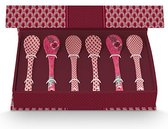 Theelepels - Giftset Teaspoons Oriental Flower Festival Dark Pink 13cm