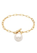 Elli Bracelet Ladies Link fermoir de base avec synthé. perle en argent sterling 925 plaqué or