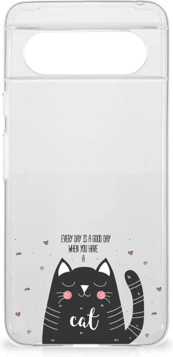 Google Pixel 8 Telefoonhoesje met Naam Cat Good Day