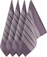 katoenen theedoeken 45x75 cm paars/wit gestreept - Hoge kwaliteit 4-delige handdoekenset voor de keuken - Premium keukendoeken - vaatdoeken om te drogen - paars