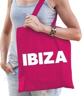 Katoenen Spanje party/hippie eiland tasje Ibiza fuchsia roze - 10 liter -  cadeautas