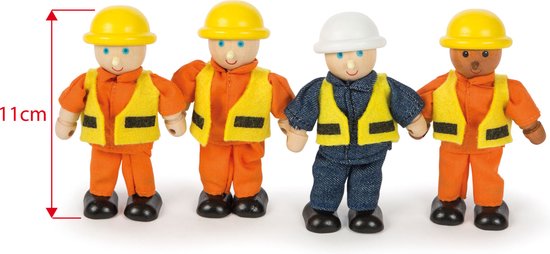 Tidlo Houten Poppetjes Bouwvakkers Set Van 4