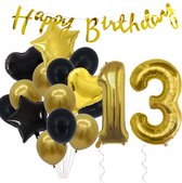 Snoes Ballonnen 13 Jaar Feestpakket – Versiering – Verjaardag Set Goldie Cijferballon 13 Jaar -Heliumballon