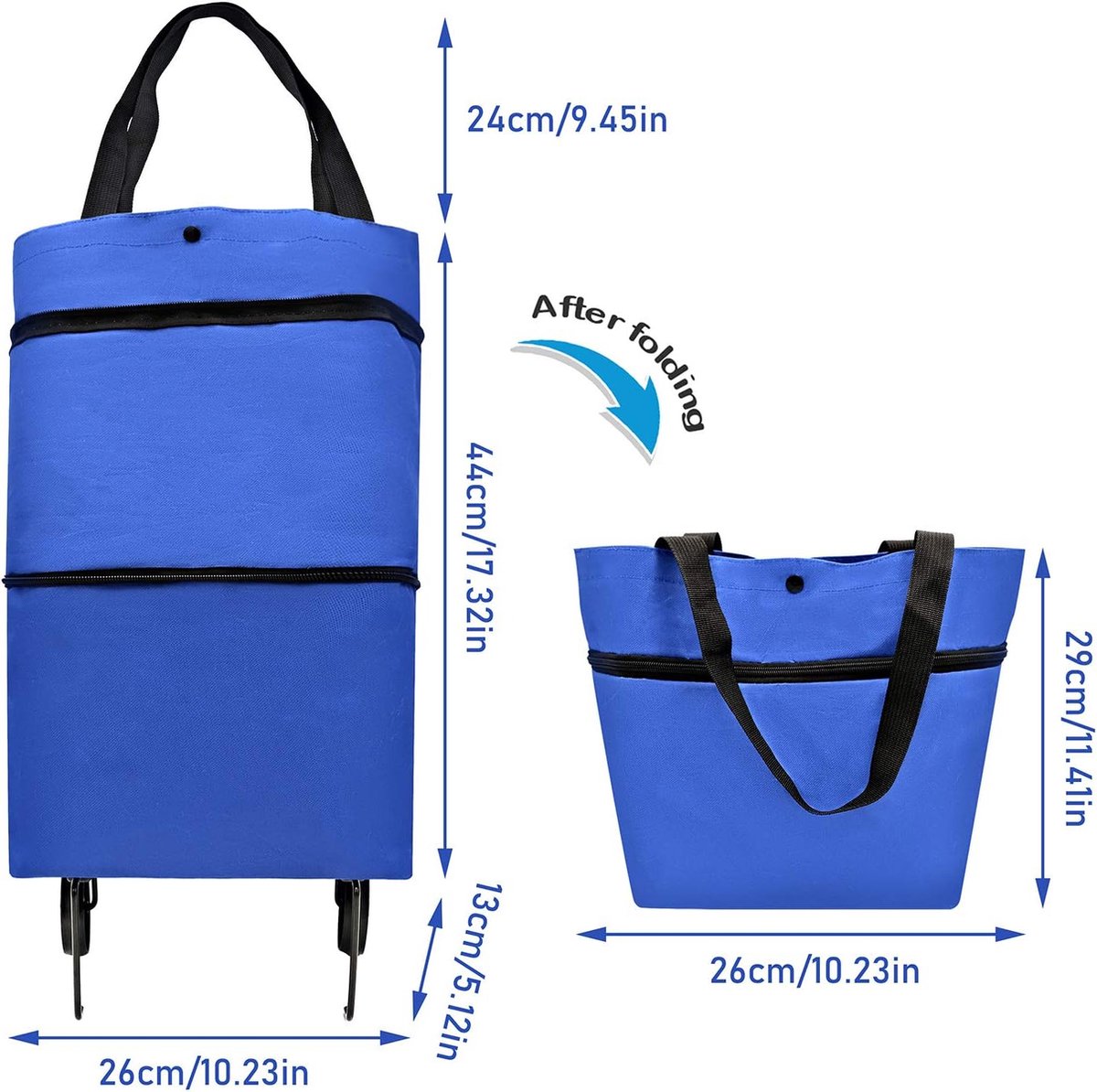 Sac à provisions Pliant avec des Roues Chariot de Course Pliable à Roulette  Caddie Courses Pliant pour Un Rangement Facile av[J897]