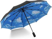 Paraplu, zakparaplu op-to-automatisch, windbestendig, stormvast, zonbescherming, compact, licht, stabiel, draagbaar reisparaplu, hemelsblauw, m