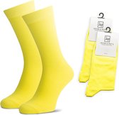 Jacob & Roy's 2 Paar Gele Sokken - Kousen - Heren & Dames - Leuke Sokken - Vrolijke Sokken - Grappige Sokken - Katoen - Maat 43-46 - Funny Socks - Gekleurde Sokken Waar Je Happy Van Wordt