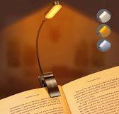 Gritin Leeslamp met Boekklem - Oplaadbare boeklamp - USB C Oplaadbaar - 3 Kleurentemperatuurmodi - 360° Flexibel voor Nachtlezen in Bed.