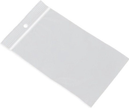 Transparant gripzakje van 6x8 cm met perforatiegat en druksluiting.
