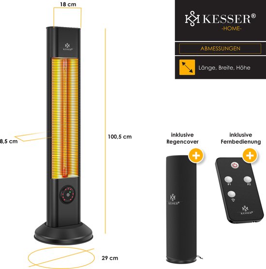 Kesser® Toren warmtestraler, staande warmtestraler, infrarood met