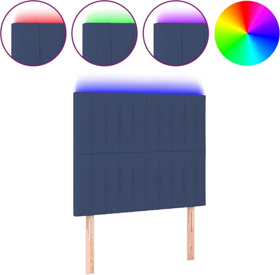 vidaXL - Hoofdbord - LED - 90x5x118/128 - cm - stof - blauw