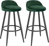 Velvet Barkrukken Evgeny - Set van 2 - Groen - Met rugleuning - Barstoelen ergonomisch - Keuken - Zithoogte 69cm