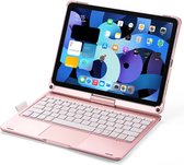 iPadspullekes - Apple iPad Air 2024 (11 Inch) / Air 2020/2022 (10.9 Inch) Toetsenbord Case - Bluetooth Toetsenbord Hoes - 360 graden draaibaar met Touchpad Muis - Rosé Goud