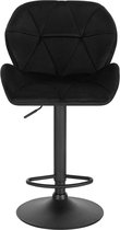 Barkruk Comfy Zwart - Met rugleuning - Stevig- Velvet - Set van 1 - Keuken - Barstoelen ergonomisch - Verstelbaar in hoogte - Zithoogte 60-82cm