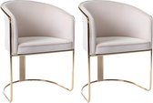 PASCAL MORABITO Set van 2 stoelen met fluweel en metalen armleuningen - Beige en goud - JOSETHE - van Pascal Morabito L 59.5 cm x H 82.5 cm x D 52.5 cm