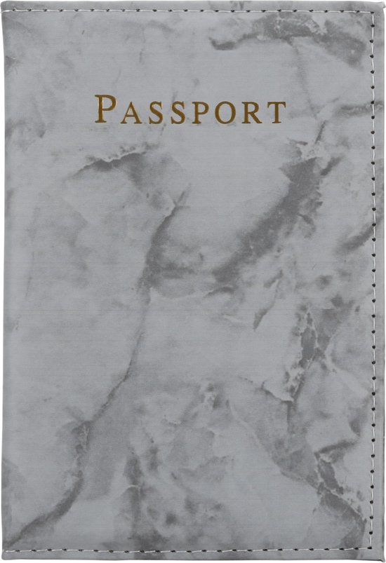 Cadorabo Paspoort- en kaarthoesje van kunstleer in Marmer Grijs - 2-delige tassenset geschikt voor één paspoort en één kaart elk in trendy design