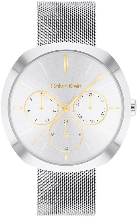 Calvin Klein CK25200338 Shape Dames Horloge - Mineraalglas - Staal - Zilverkleurig - 38 mm breed - Quartz - Druksluiting - 3 ATM (spatwater)