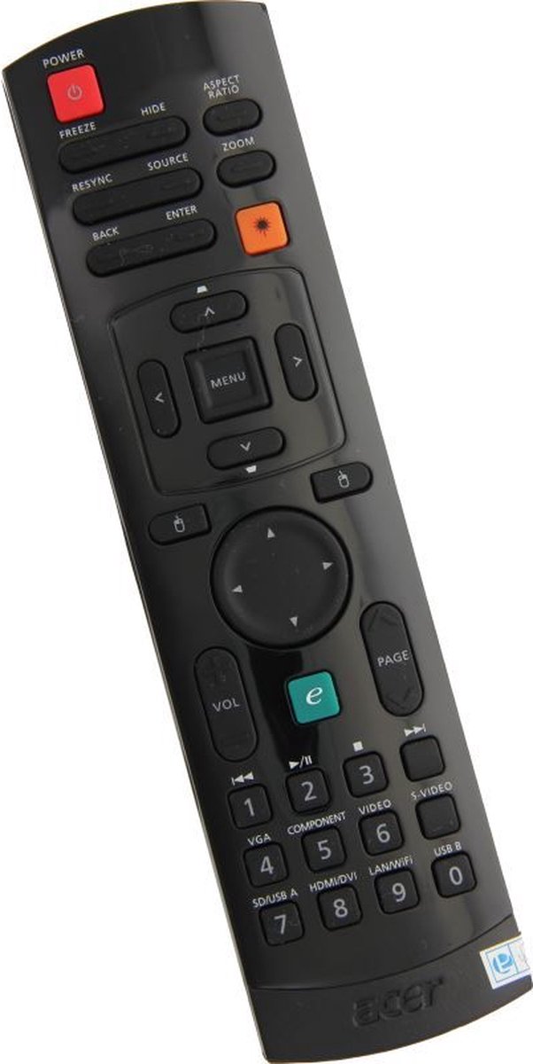 Afstandsbediening geschikt voor de ACER P7500 beamer, vervangt VZ.K2400.001 (A-38010) / VZ.K2400.002 (A-38021)