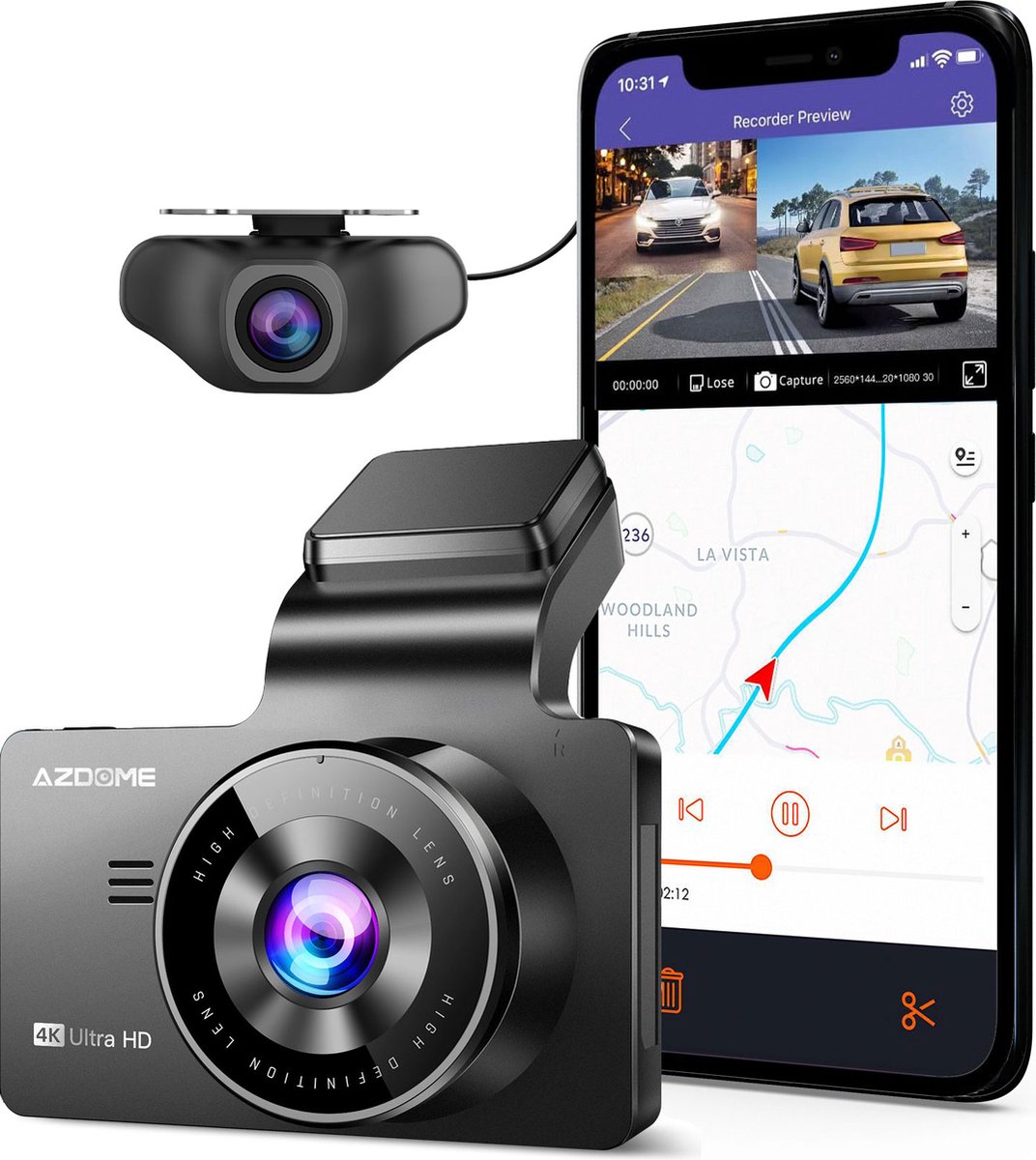 Caméra de tableau de bord de voiture Rove R2-4K - 4K Ultra HD 2160P - WiFi  & GPS