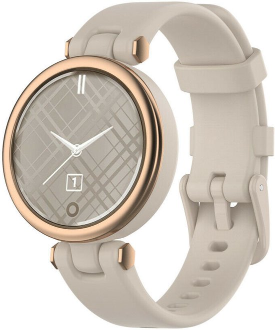 Siliconen Smartwatch bandje - Geschikt voor Garmin Lily siliconen bandje - zandgrijs - Strap-it Horlogeband / Polsband / Armband
