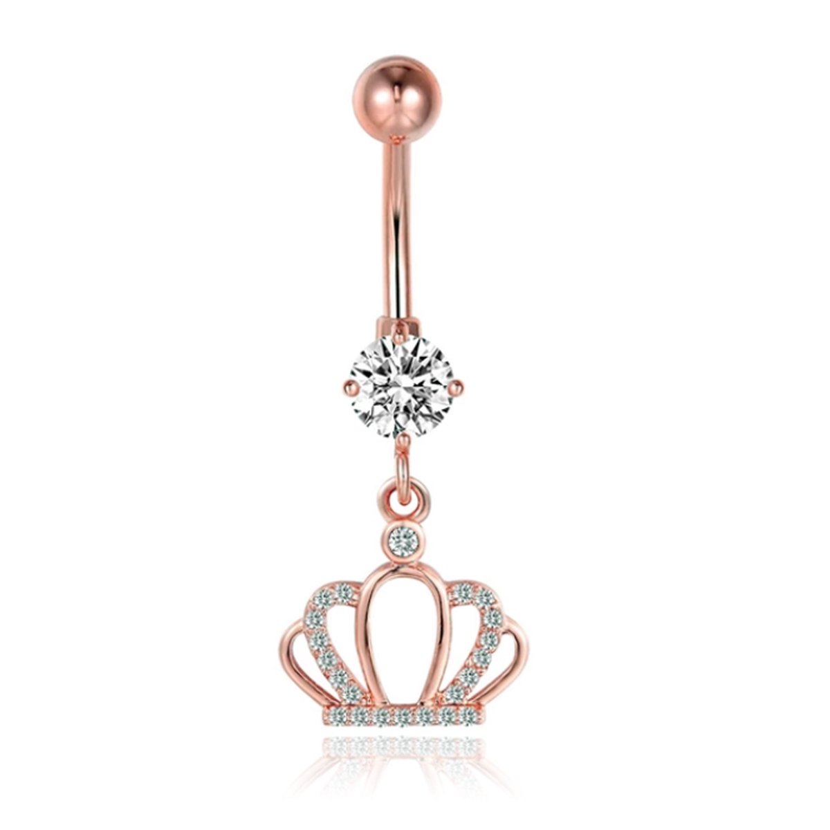 Cilla Navelpiercing met Hangertje - Kroon Rosegoudkleurig
