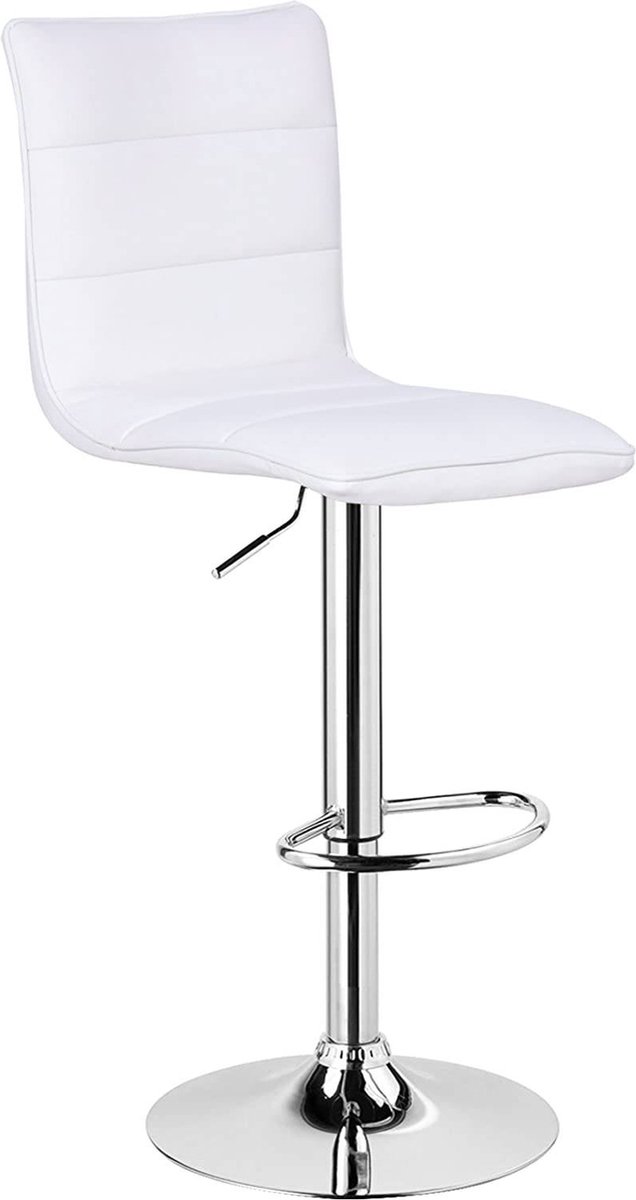 Dripio Barkruk Deluxe Yuliya - Industrial - Wit - Barkrukken set van 1 - Barstoel Kruk - Barstoelen met rugleuning - Keukenstoel - In hoogte verstelbaar - Kunstleer