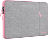 Laptop Sleeve 15,6 Inch Case Bag Waterafstotend beschermhoes Compatibel met de meeste 15,6" Surface Book, Acer, Dell, HP, Lenovo, Samsung, Asus Laptopcomputers,Grijs&roze rand