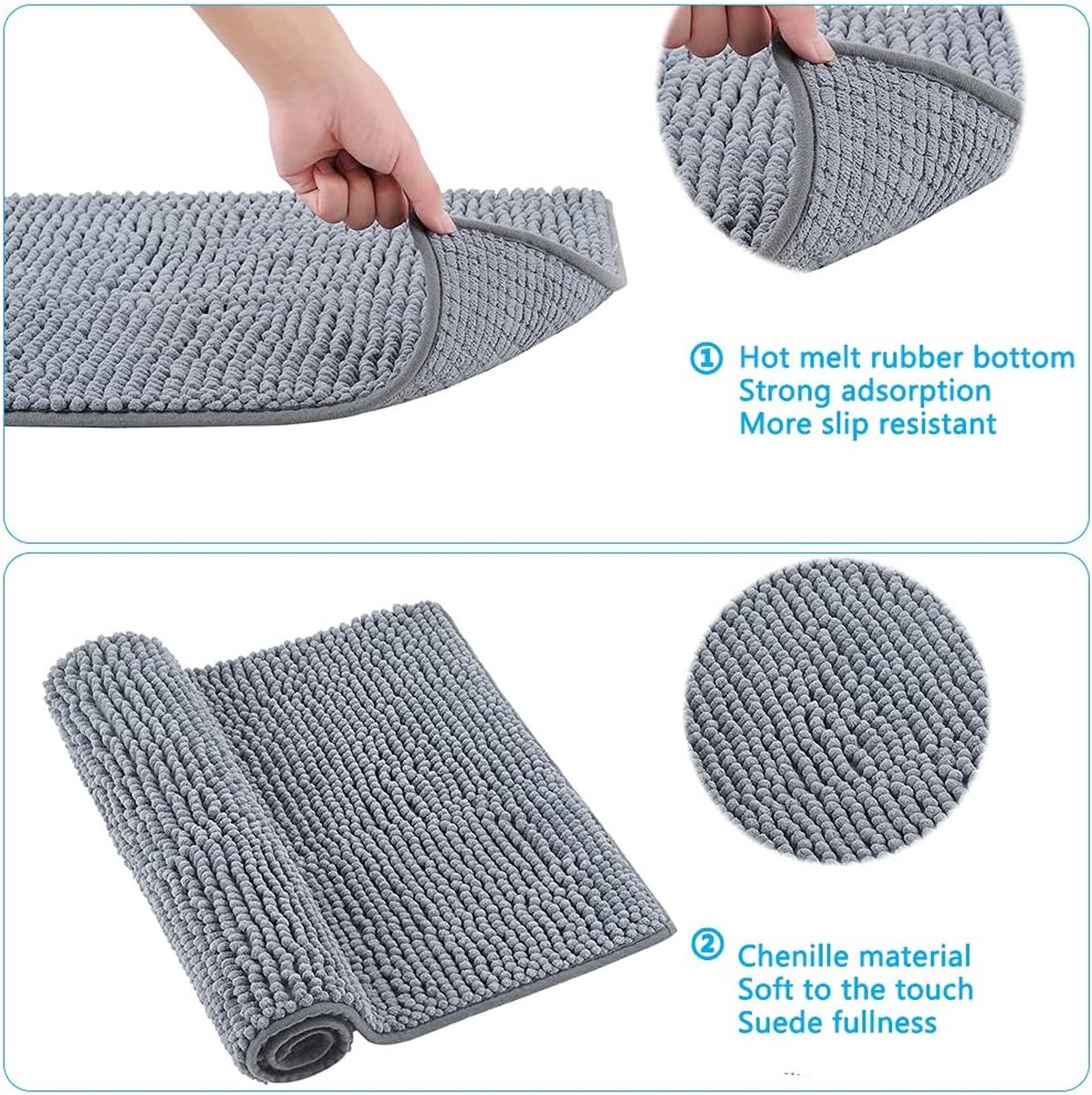 Badkamertapijt set 2-delig steenlook antislip wasbaar badkamer – roze maat 50 x 60 cm 60 x 100 cm