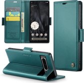 CaseMe - Hoesje geschikt voor Google Pixel 8 Pro - Retro Wallet Book Case - Met Magnetische Sluiting - Groen