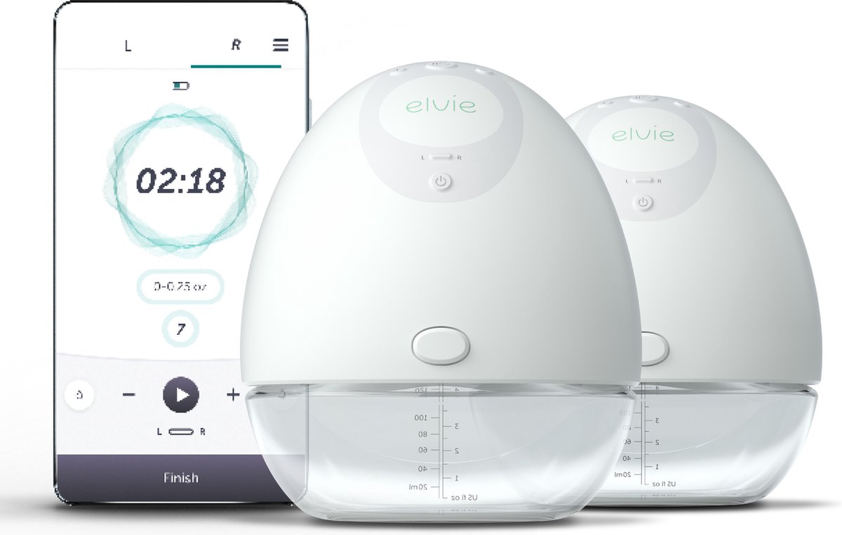 Goedkoopste Elvie Pump Dubbele Elektrische Borstkolf - Draagbaar - Hands-free - Geluidsloos - Incl. 4 flessen