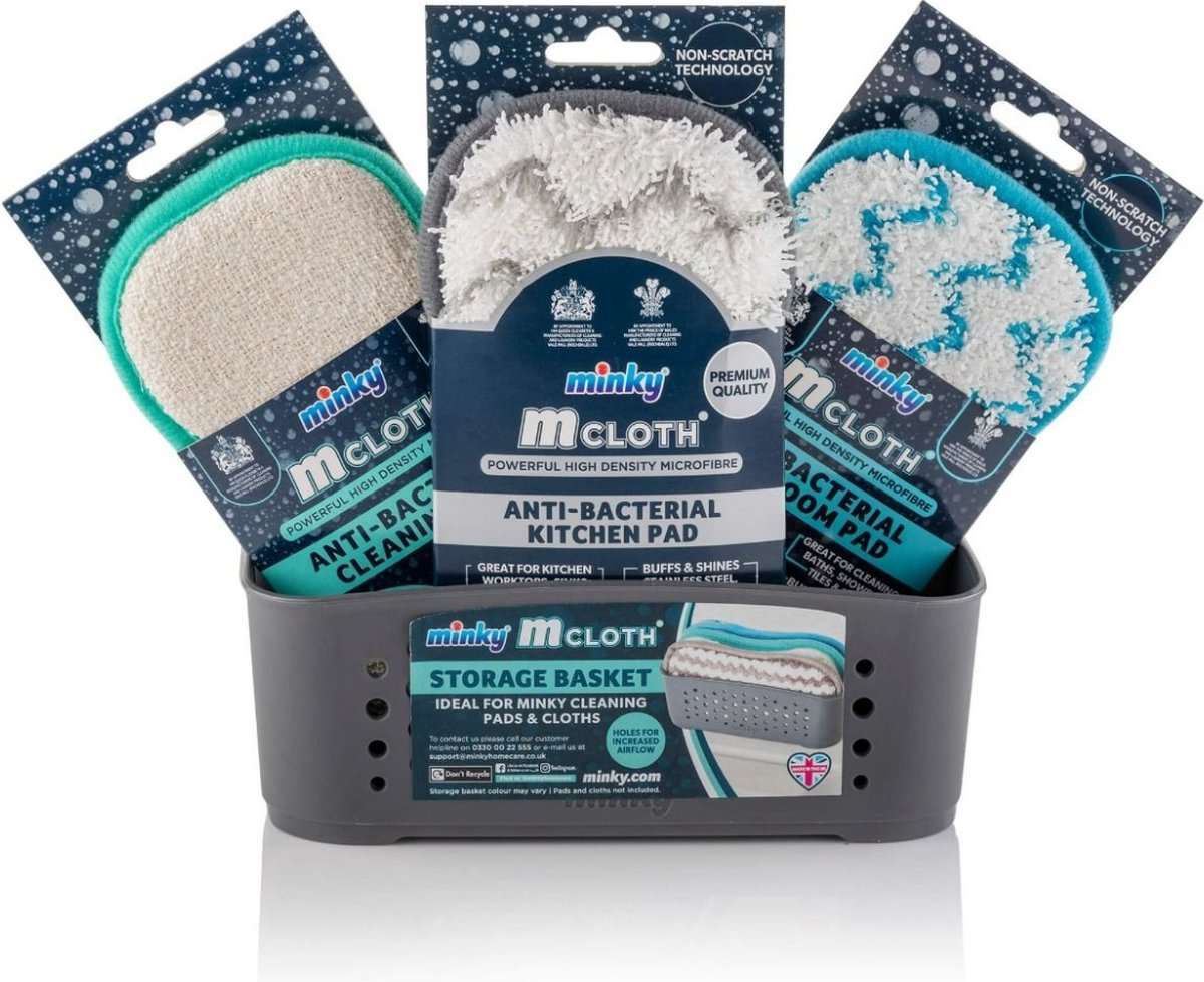 Minky - Opbergbox met Schoonmaakpad 3 stuks assorti - Polypropyleen - Grijs