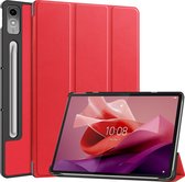 Case2go - Tablet hoes geschikt voor Lenovo Tab P12 - Tri-Fold Book Case - Auto/Wake functie - Rood